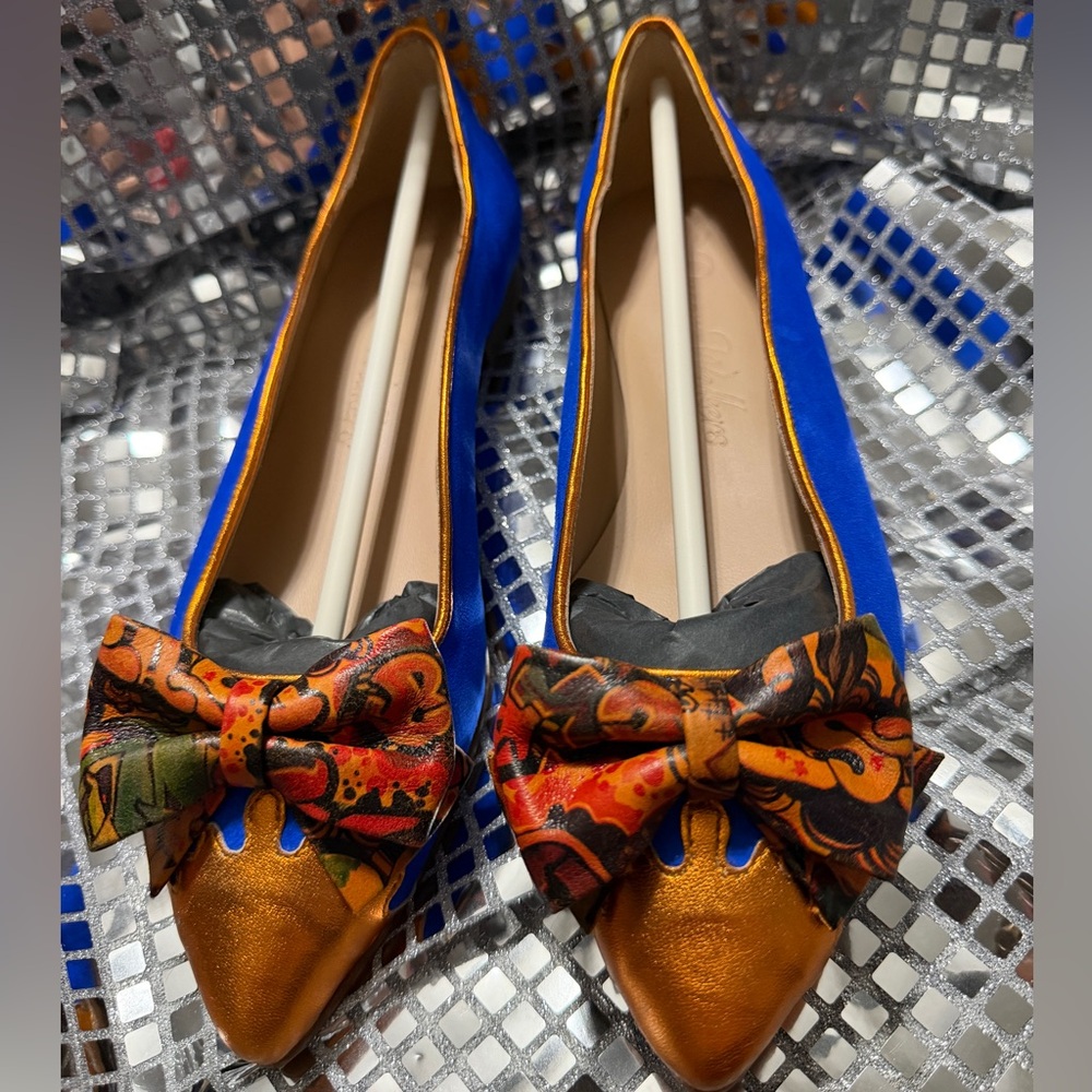 Dream Walkers Sandra Handmade Stylish Ballet Flats with orange Bow